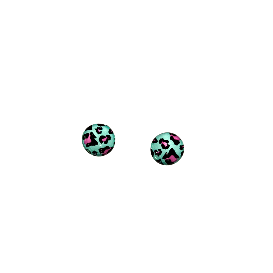 Leopard Print Stud Earrings | Blue // Purple // Pink