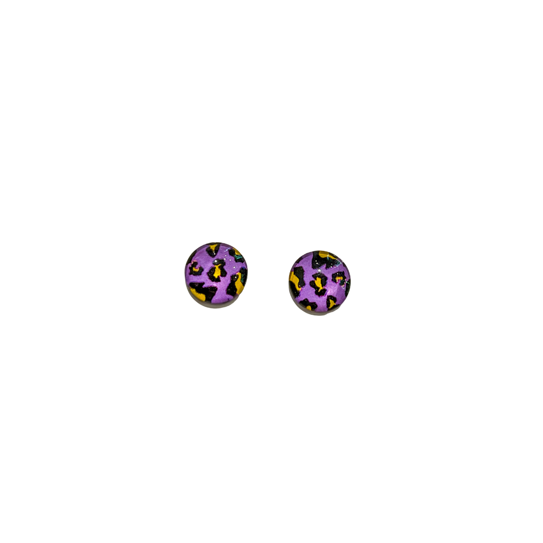 Leopard Print Stud Earrings | Blue // Purple // Pink
