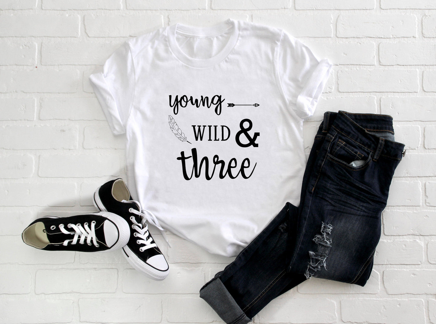 Kid's "Young, Wild and Three" 3rd Birthday T-Shirt