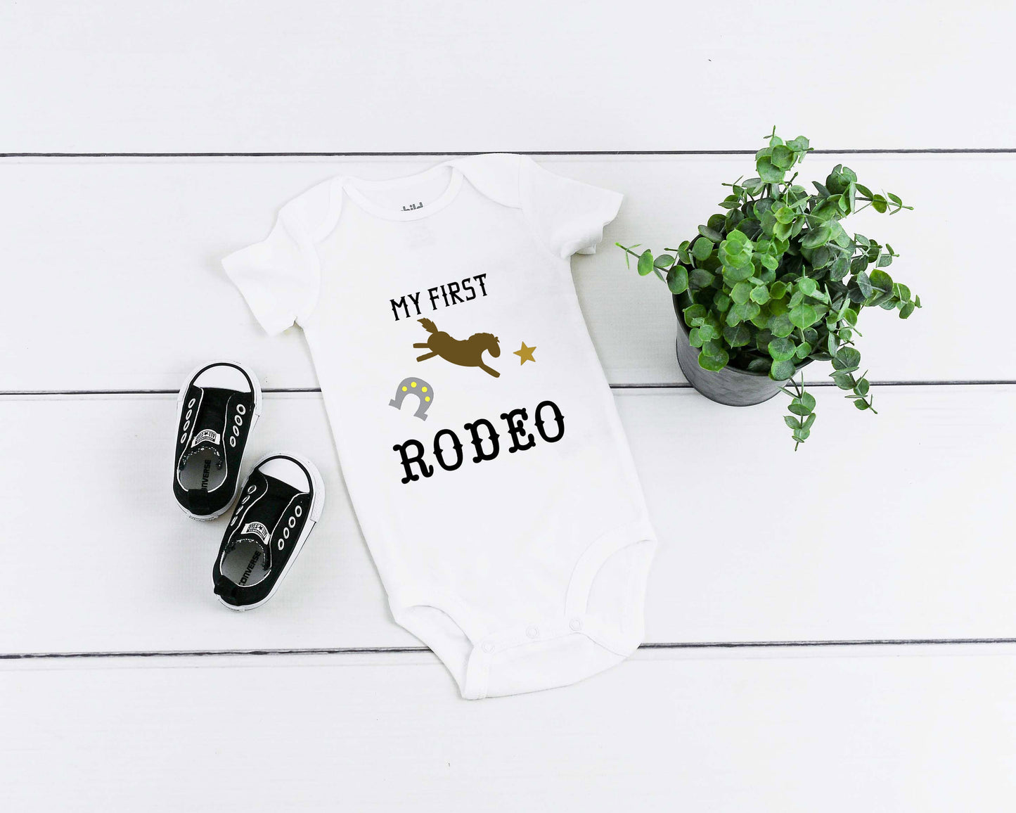 Baby First Birthday Romper "My First Rodeo"