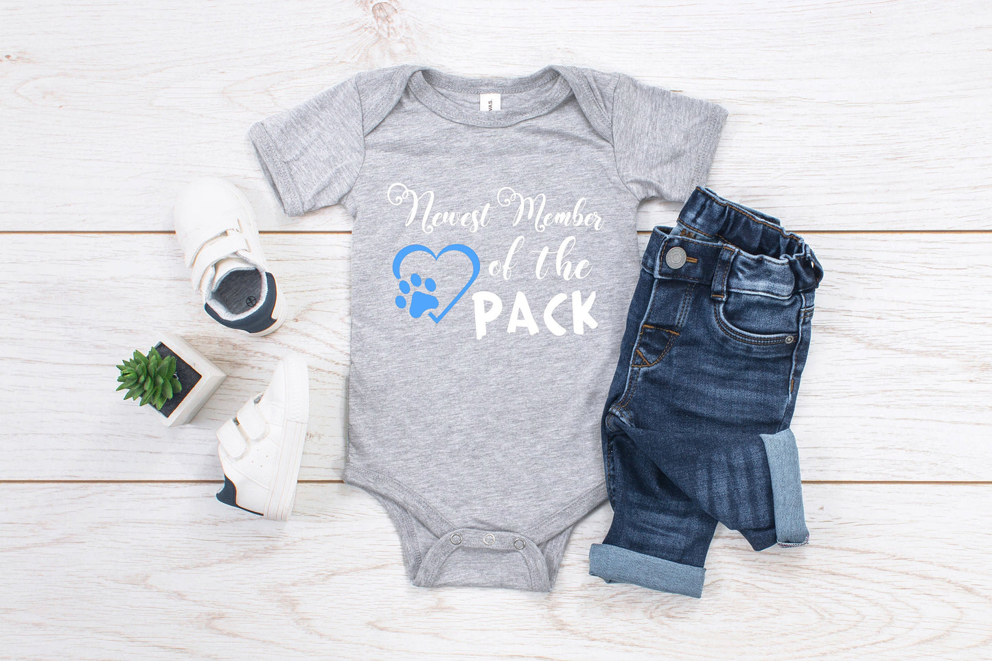 Baby "Newest Member of the Pack" Romper Baby Announcement