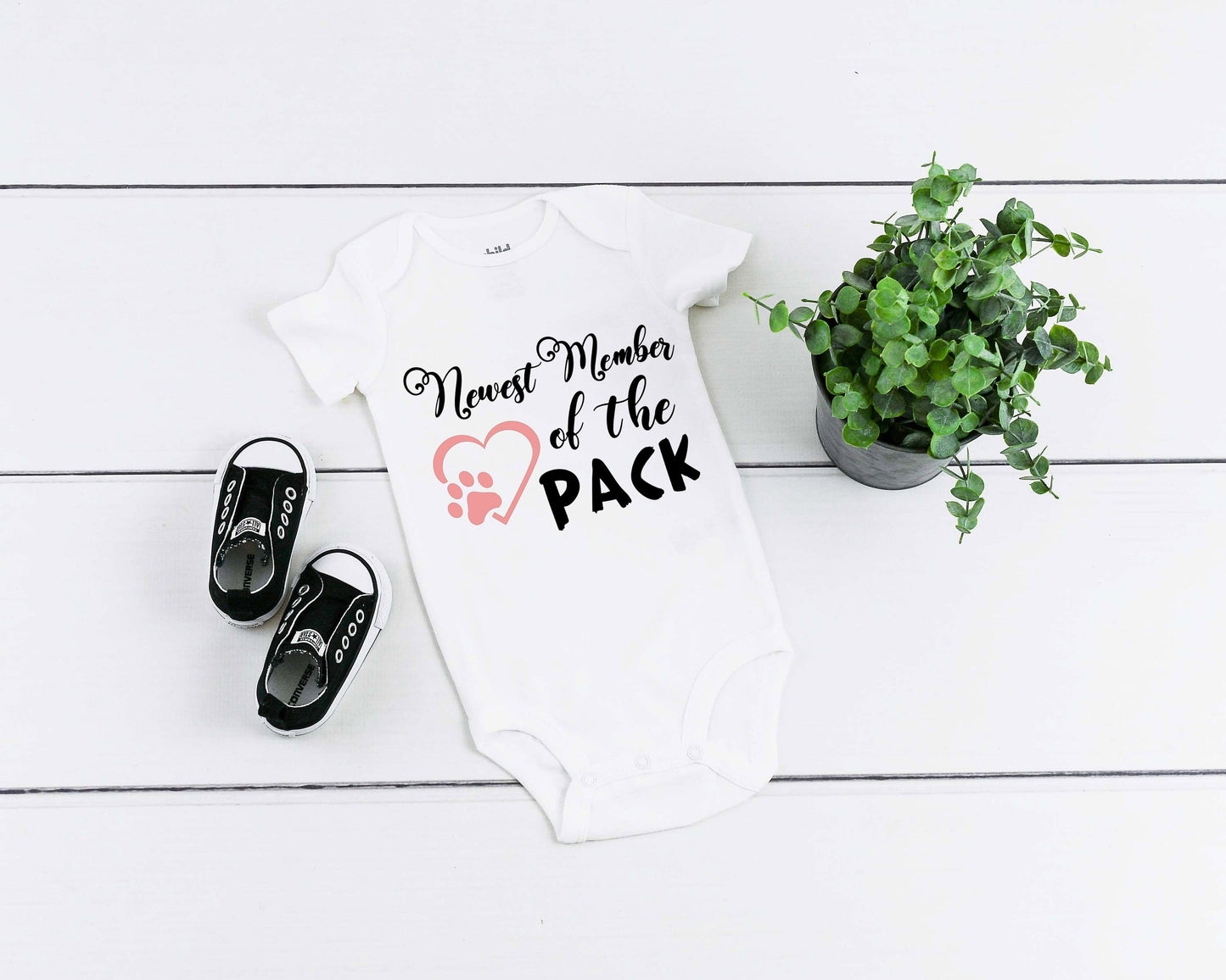 Baby "Newest Member of the Pack" Romper Baby Announcement