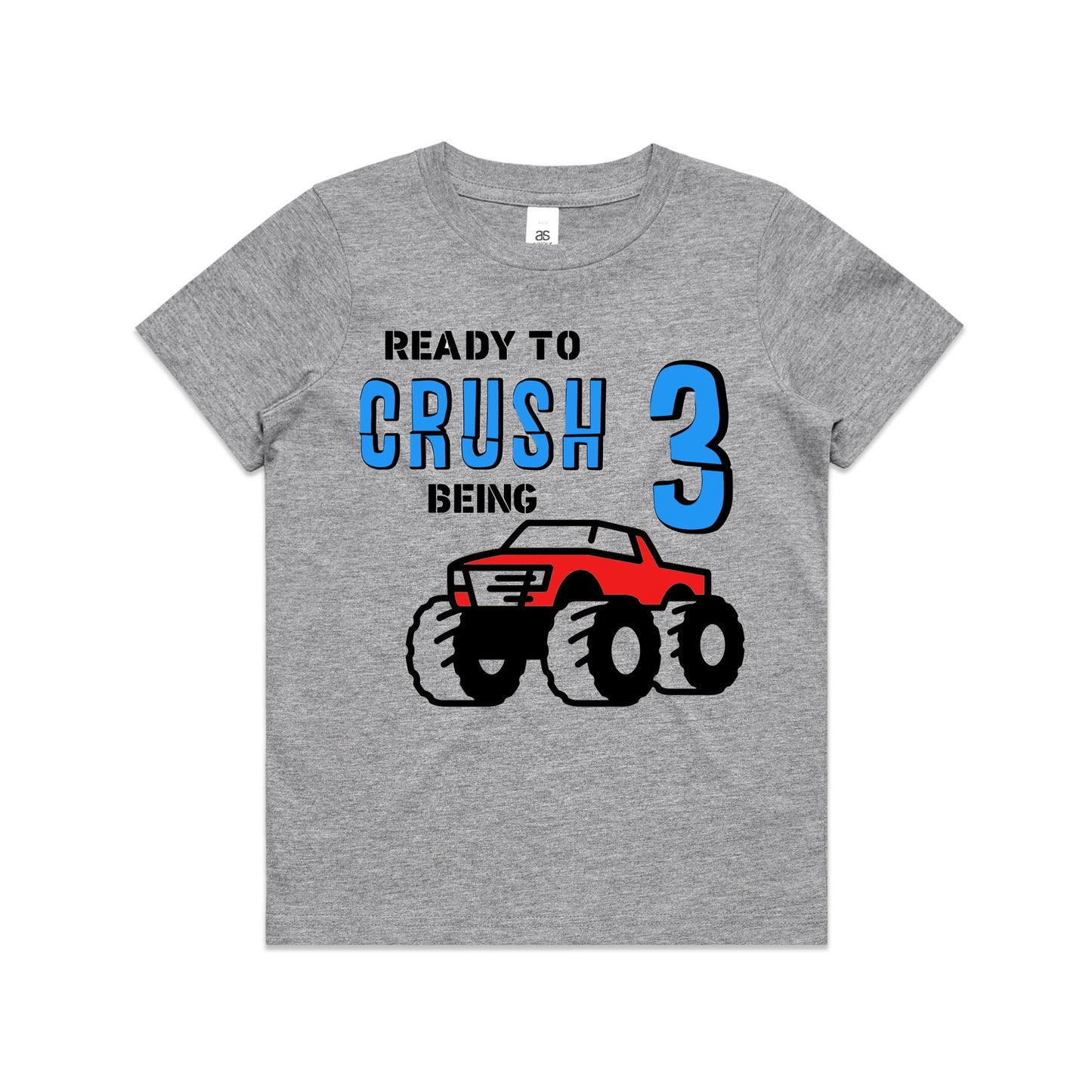 Kid's "Ready to Crush Being (Insert Age)" Monster Truck Birthday T-Shirt