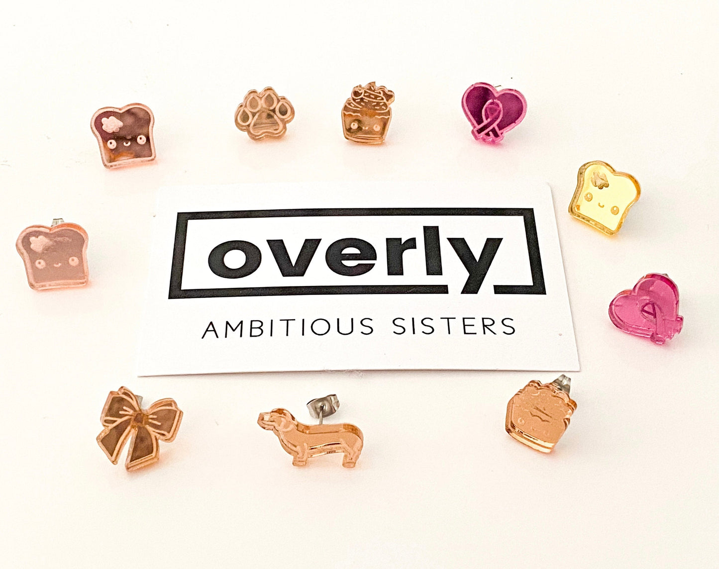 Easter Egg Stripe Pattern Blur Mirror Finish Acrylic Stud Earrings