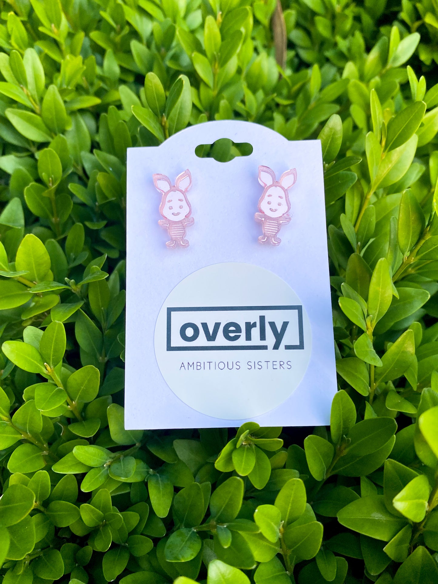 Piglet Stud Pink Mirror Finish Acrylic Stud Earrings