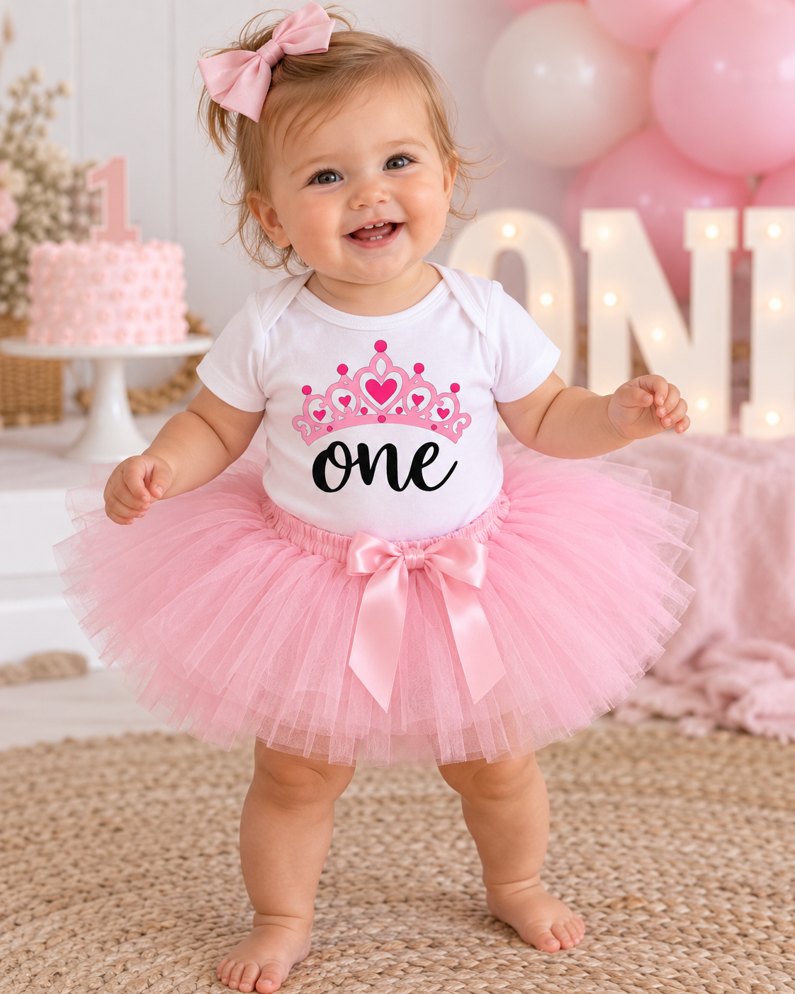 First Birthday Girl Shirt | Princess Tiara 1st Birthday Tee | One Birthday Shirt | Pink Crown Birthday Top