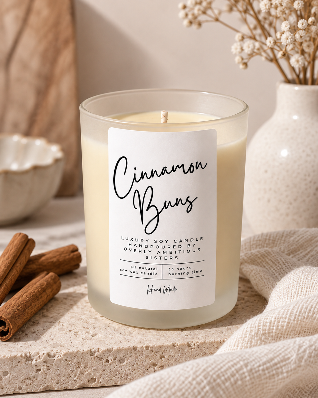 Hand poured 100% Natural Soy Candle | Cinnamon Buns | Medium Candle