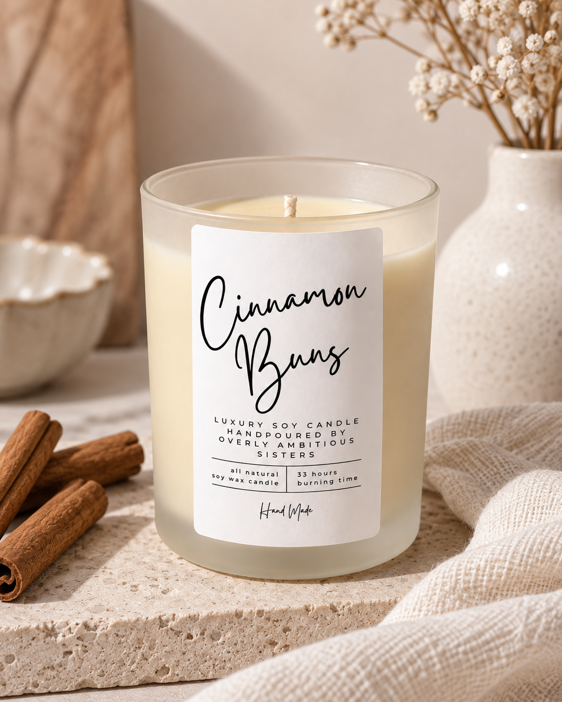 Hand poured 100% Natural Soy Candle | Cinnamon Buns | Medium Candle