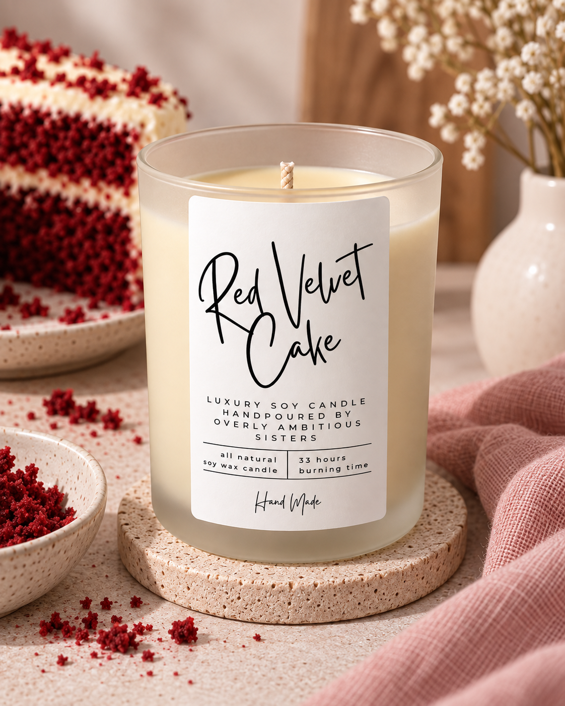 Hand poured 100% Natural Soy Candle | Red Velvet Cake | Medium Candle