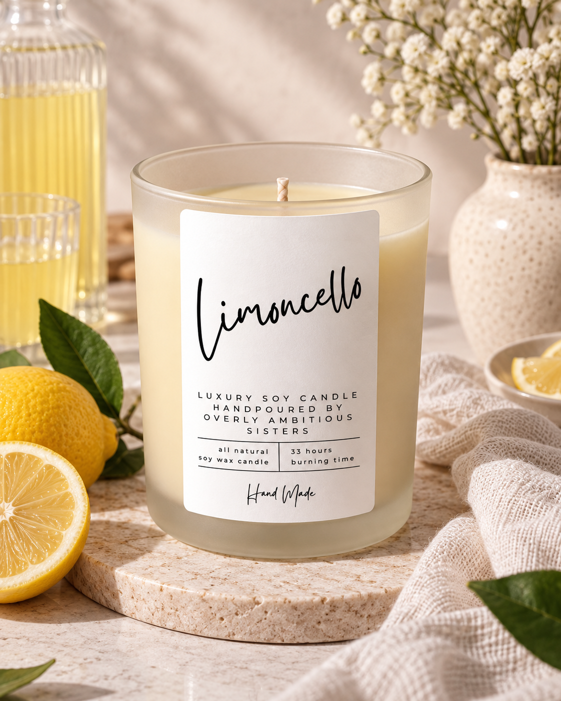Hand poured 100% Natural Soy Candle | Limoncello | Medium Candle