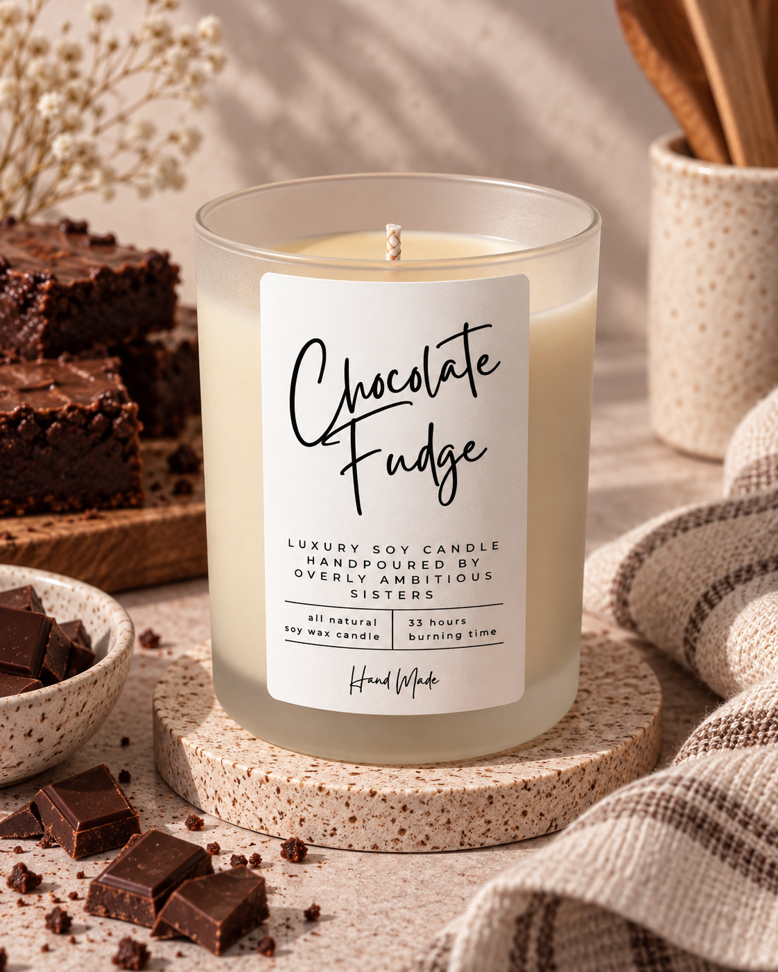 Hand poured 100% Natural Soy Candle | Chocolate Fudge | Medium Candle