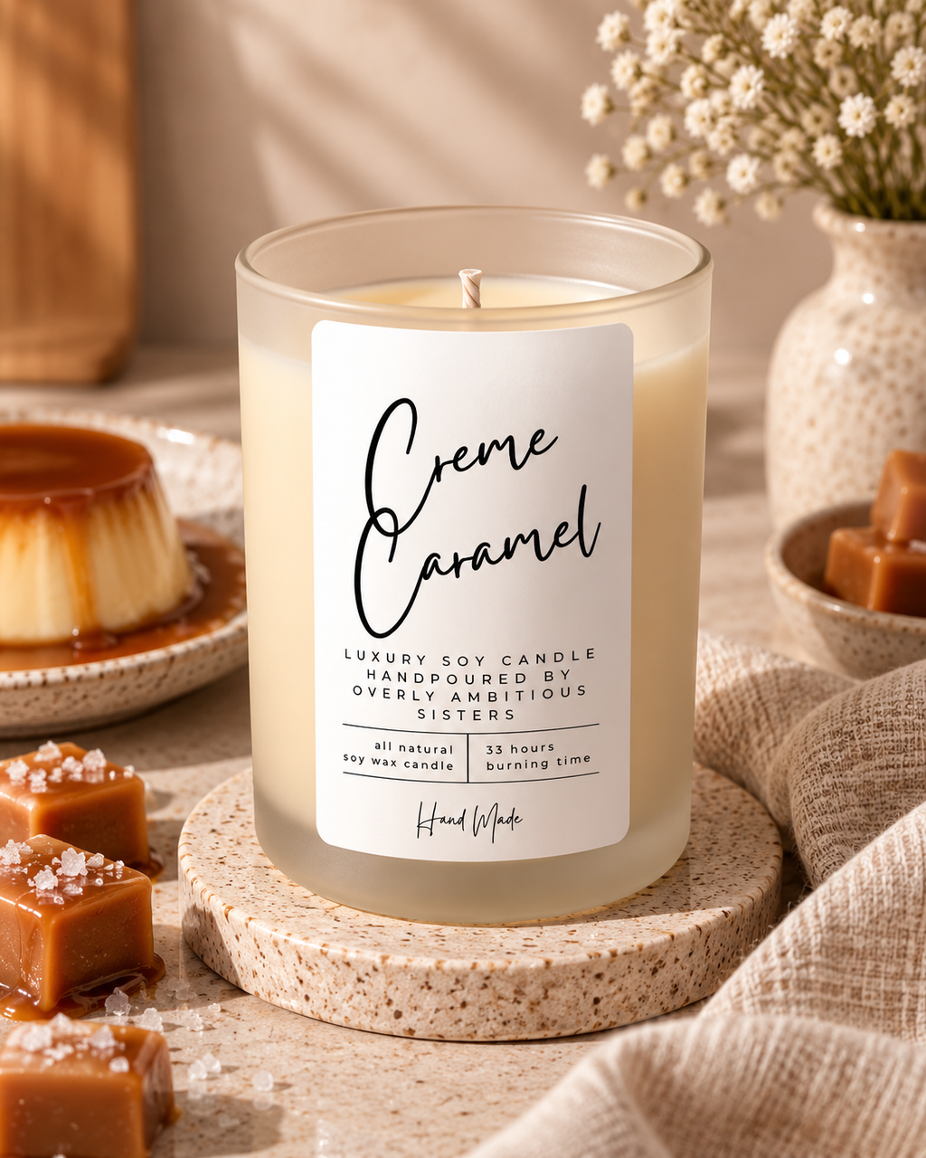 Hand poured 100% Natural Soy Candle | Creme Caramel | Medium Candle
