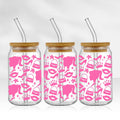Barbie Print | 16oz Glass Tumbler with Bamboo lid and Straw