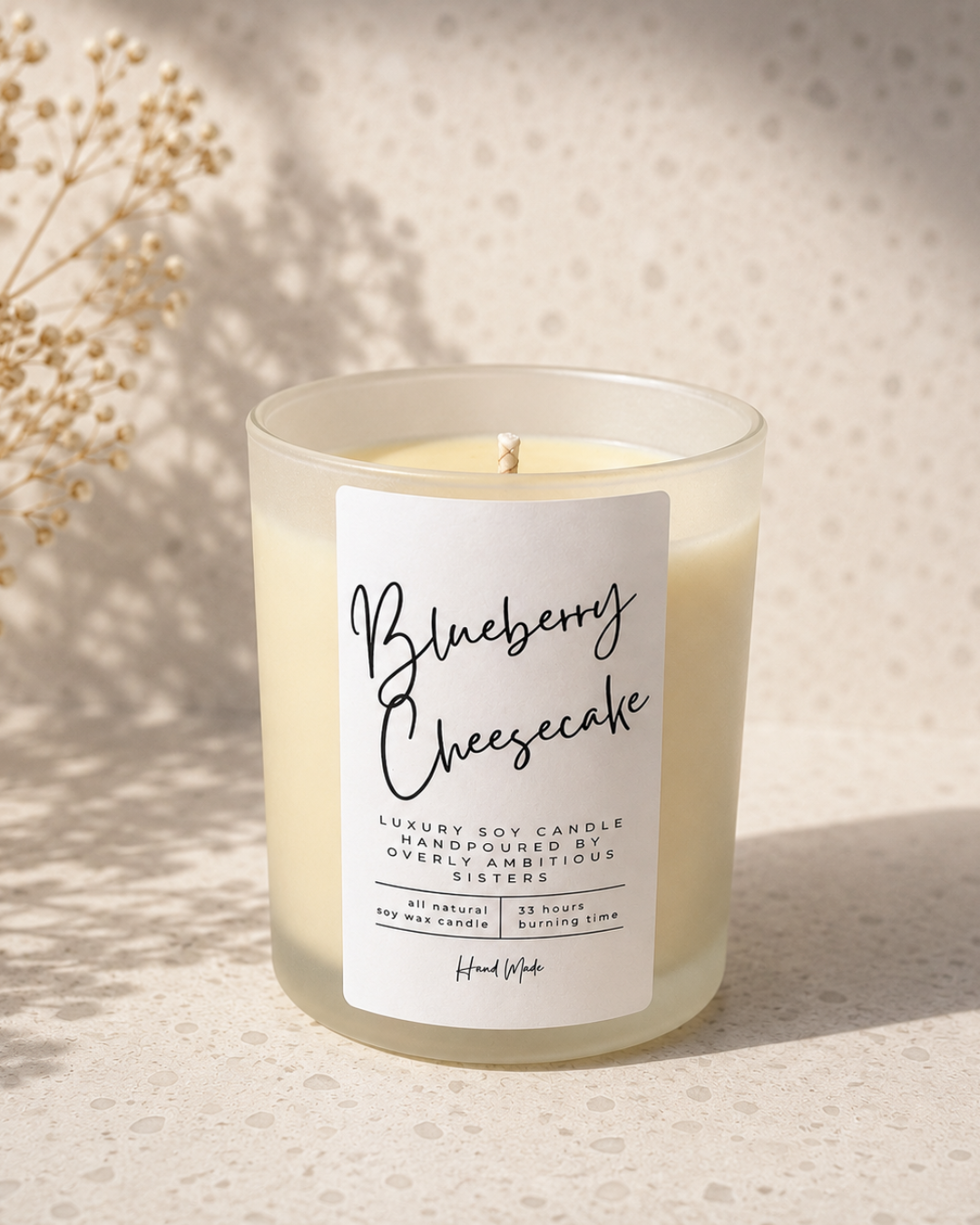 Hand poured 100% Natural Soy Candle | Blueberry Cheesecake | Medium Candle