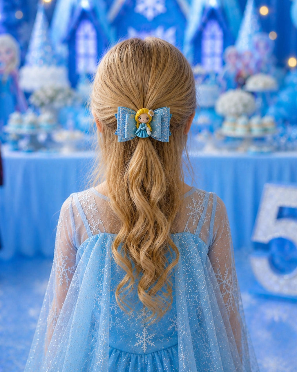 Girl's Faux Leather Elsa Ice Queen Clay Embellishment Hair Clip