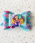 Girl's Faux Leather Mermaid Clay Embellishment Hair Bow | Pink