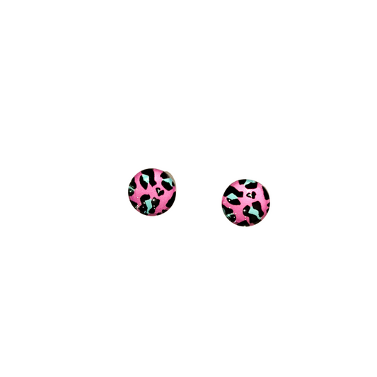 Leopard Print Stud Earrings | Blue // Purple // Pink