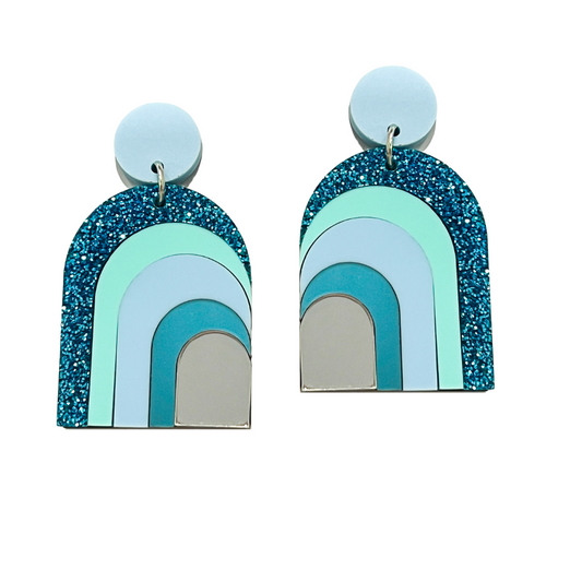 Blue Rainbow Dangle Stud Dangle Earrings
