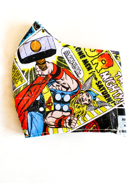 Marvel Comic Book Handmade Fabric Face Mask 100% Cotton Reusable with Filter Pocket For Adults & Children