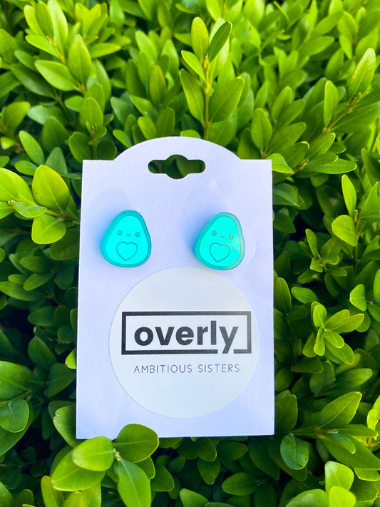 Avocado Green Mirror Finish Acrylic Stud Earrings