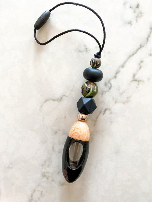 Black Camo Silicone Bead Glass Bullet Shape Car Diffuser