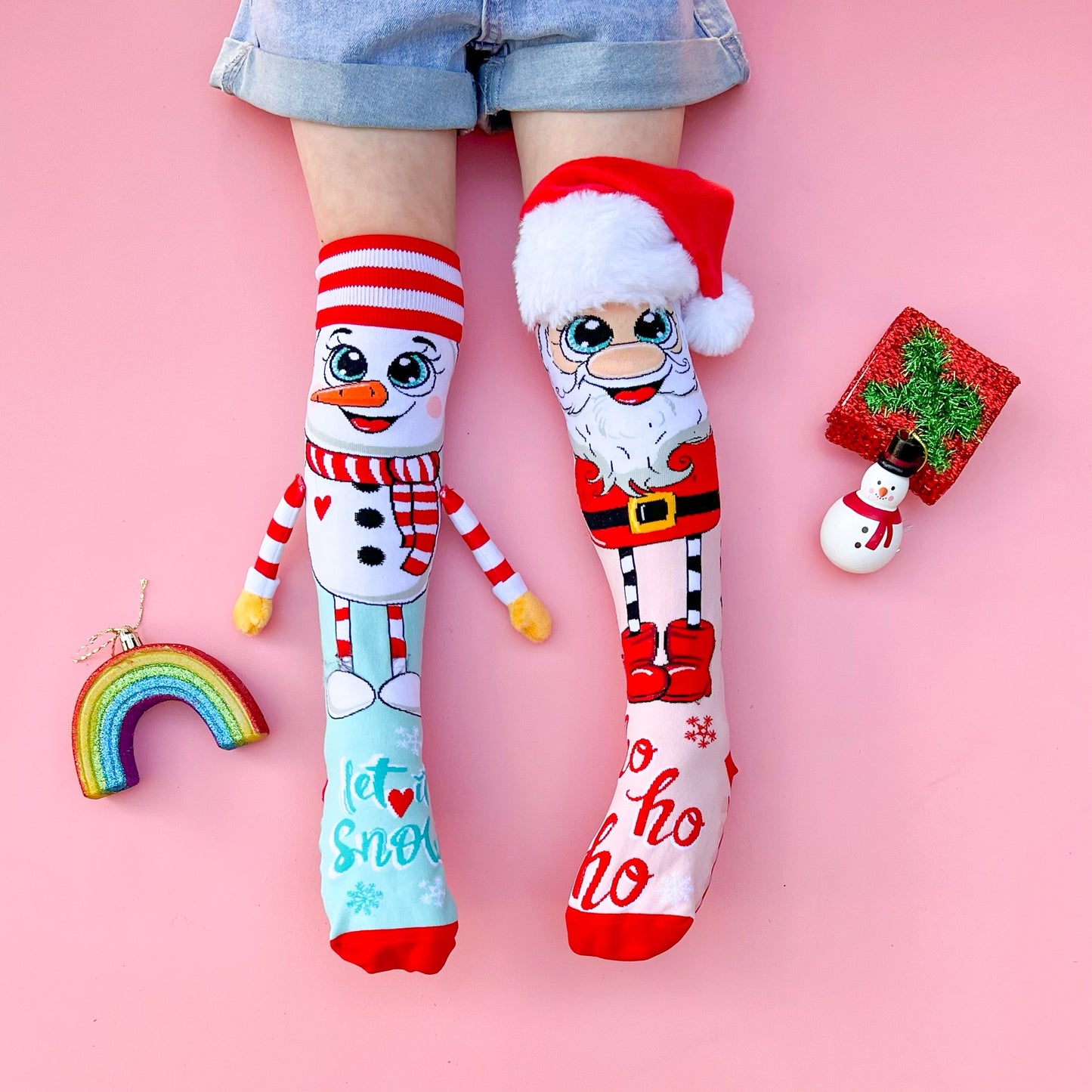 Santa and Snowman Socks