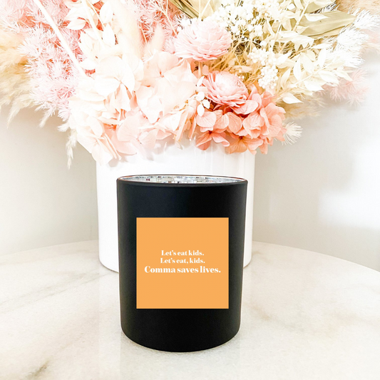 Hand poured 100% Natural Soy English Teacher Candle | Grammar. Let's eat kids. Let's eat, kids. Comma saves lives. | Medium Candle