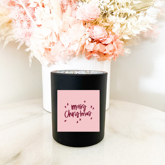 Hand poured 100% Natural Soy Christmas Candle | Merry Christmas | Medium Candle