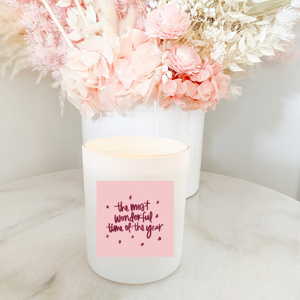 Hand poured 100% Natural Soy Christmas Candle | The Most Wonderful Time of the Year | Medium Candle