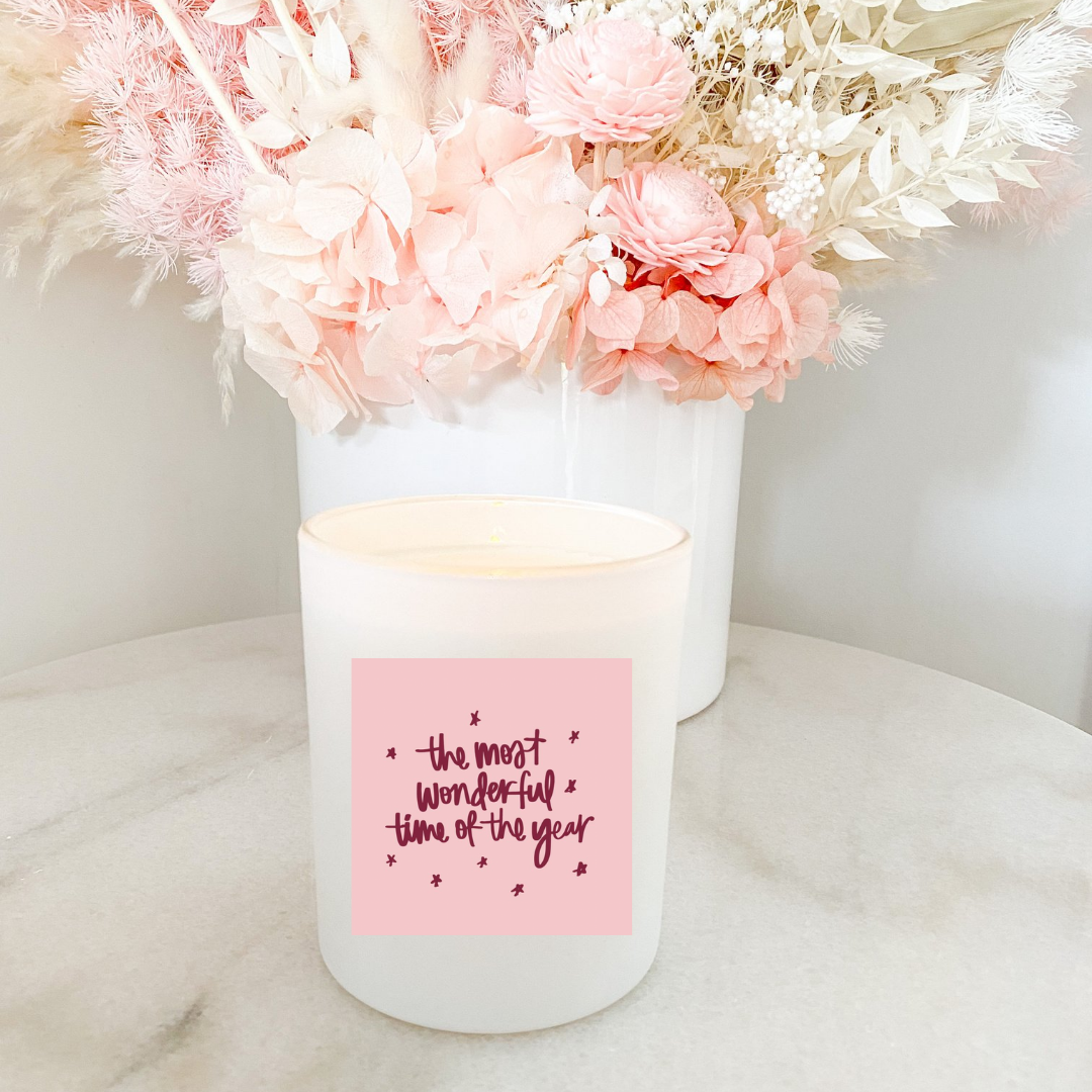 Hand poured 100% Natural Soy Christmas Candle | The Most Wonderful Time of the Year | Medium Candle