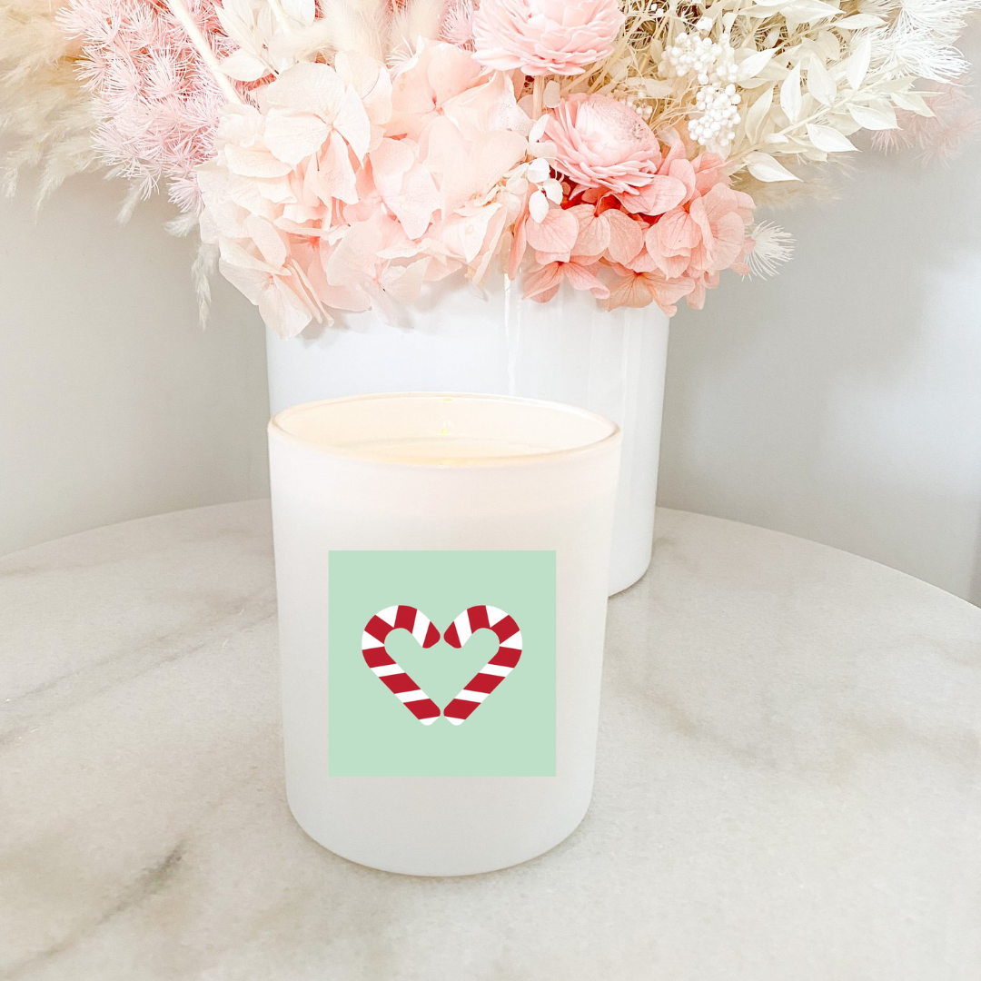 Hand poured 100% Natural Soy Christmas Candle | Candy Canes | Medium Candle