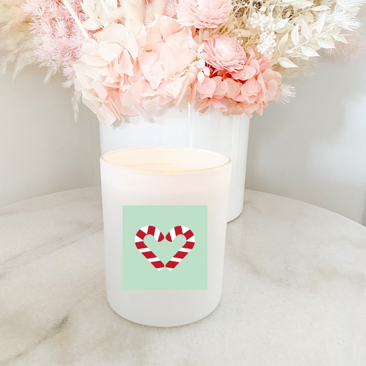 Hand poured 100% Natural Soy Christmas Candle | Candy Canes | Medium Candle