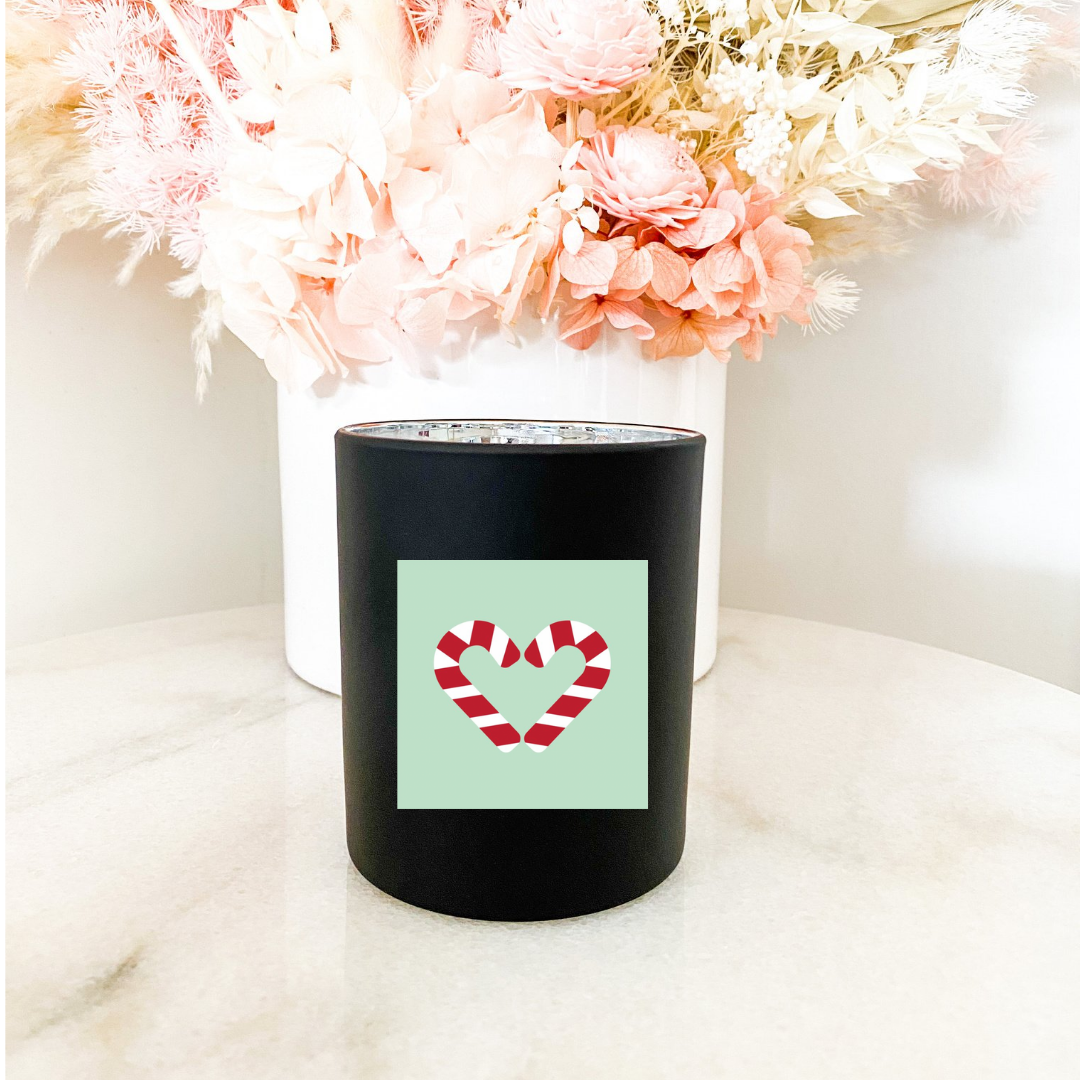 Hand poured 100% Natural Soy Christmas Candle | Candy Canes | Medium Candle
