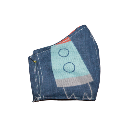 Space Rockets Handmade Fabric Face Mask 100% Cotton Reusable with Filter Pocket For Adults & Children
