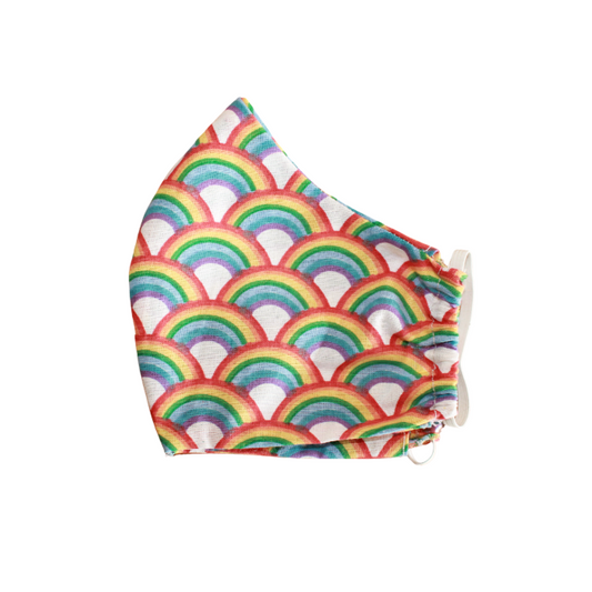 Rainbow Handmade Fabric Face Mask 100% Cotton Reusable with Filter Pocket For Adults & Children