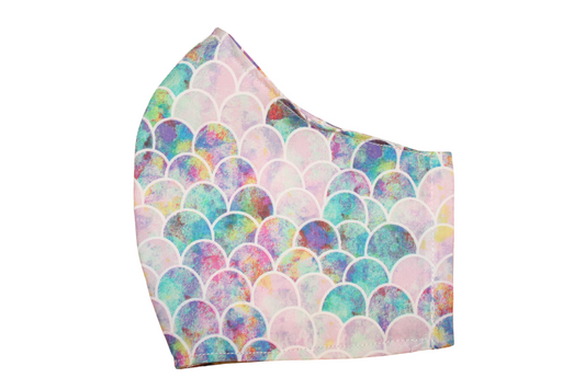 Mermaid Scales Handmade Fabric Face Mask 100% Cotton Reusable with Filter Pocket For Adults & Children