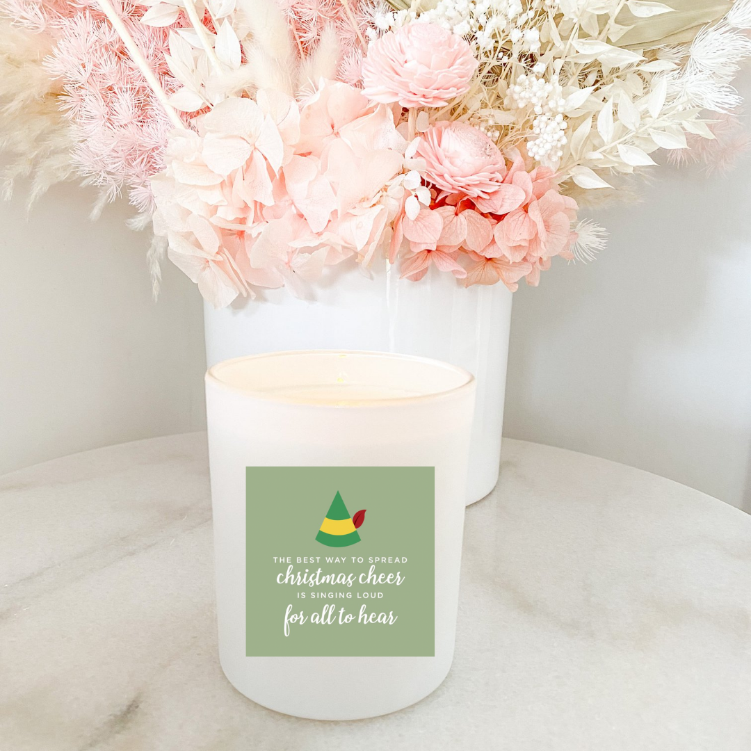 Hand poured 100% Natural Soy Christmas Candle | Elf The Best Way to Spread Christmas Cheer is Singing Loud For All to Hear | Medium Candle