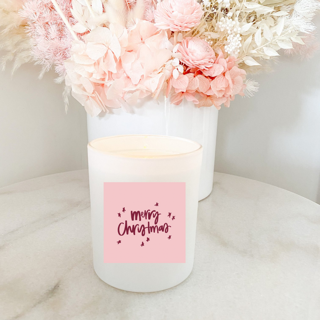 Hand poured 100% Natural Soy Christmas Candle | Merry Christmas | Medium Candle