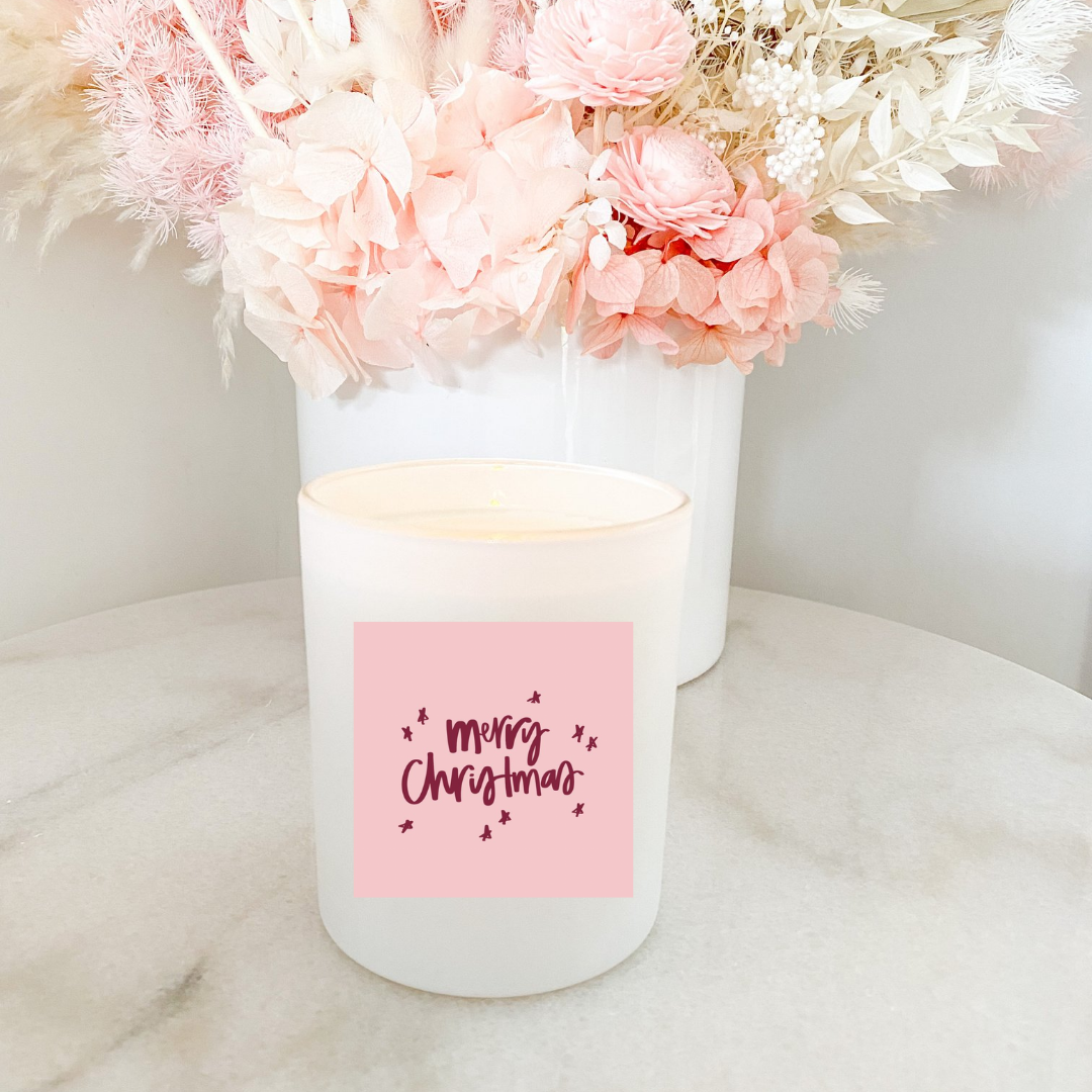 Hand poured 100% Natural Soy Christmas Candle | Merry Christmas | Medium Candle