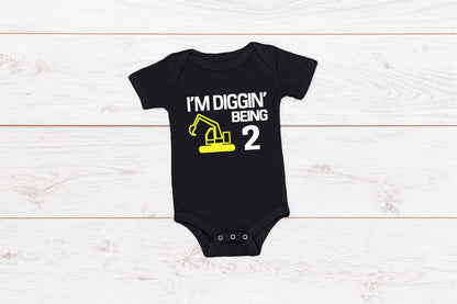 Kid's "I'm Diggin' Being (Insert Age)" Birthday T-Shirt/ Romper