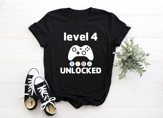 Kid's "Level (Insert Age) Unlocked" Birthday xbox T-Shirt