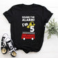 Kid's  "Sound the Alarm! I'm (Insert Age)" Fire Truck Birthday T-Shirt