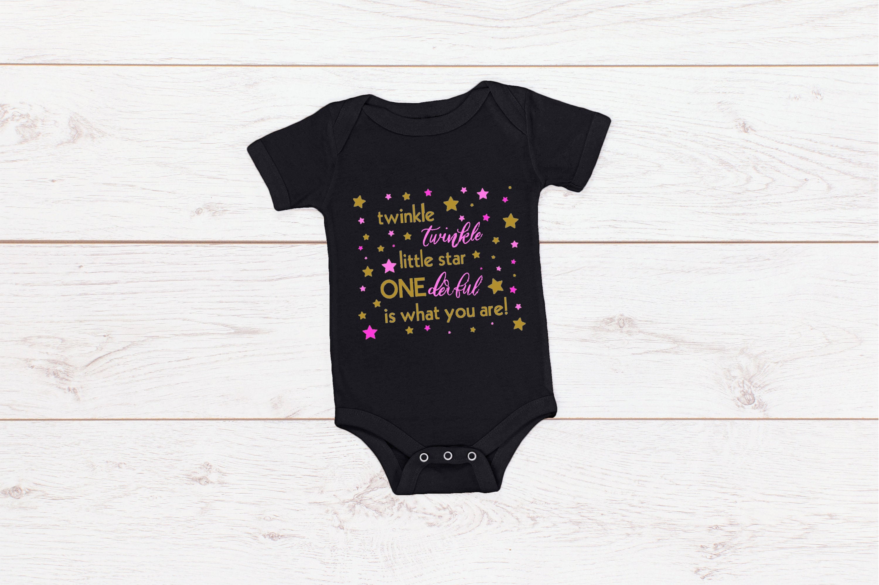 Baby First Birthday Romper "Twinkle Twinkle Little Star Onederful is What You Are"