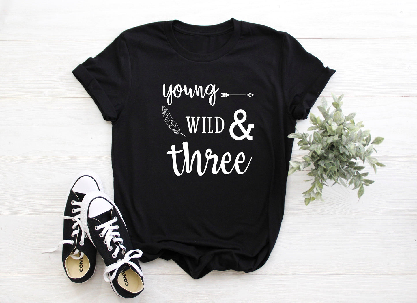 Kid's  "Young, Wild and Three" 3rd Birthday T-Shirt