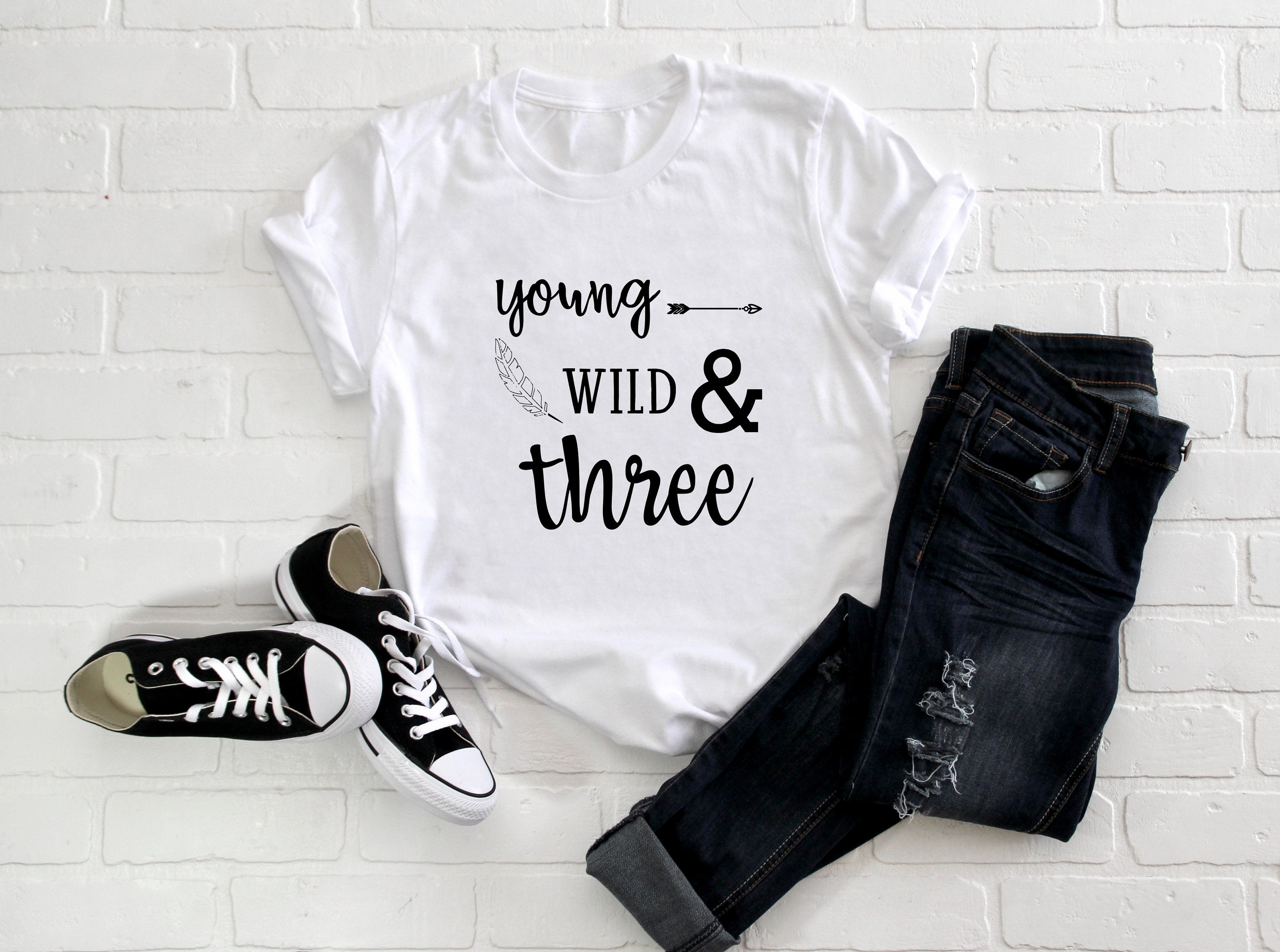 Kid's  "Young, Wild and Three" 3rd Birthday T-Shirt