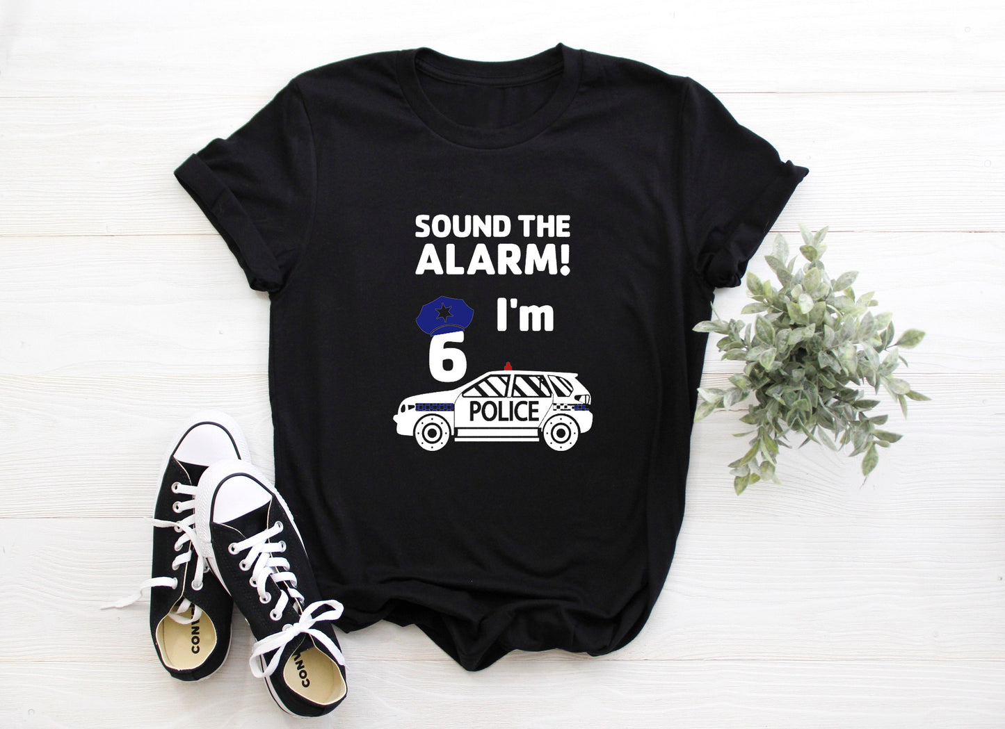 Kid's Police "Sound the Alarm! I'm (Insert Age)" Birthday T-Shirt