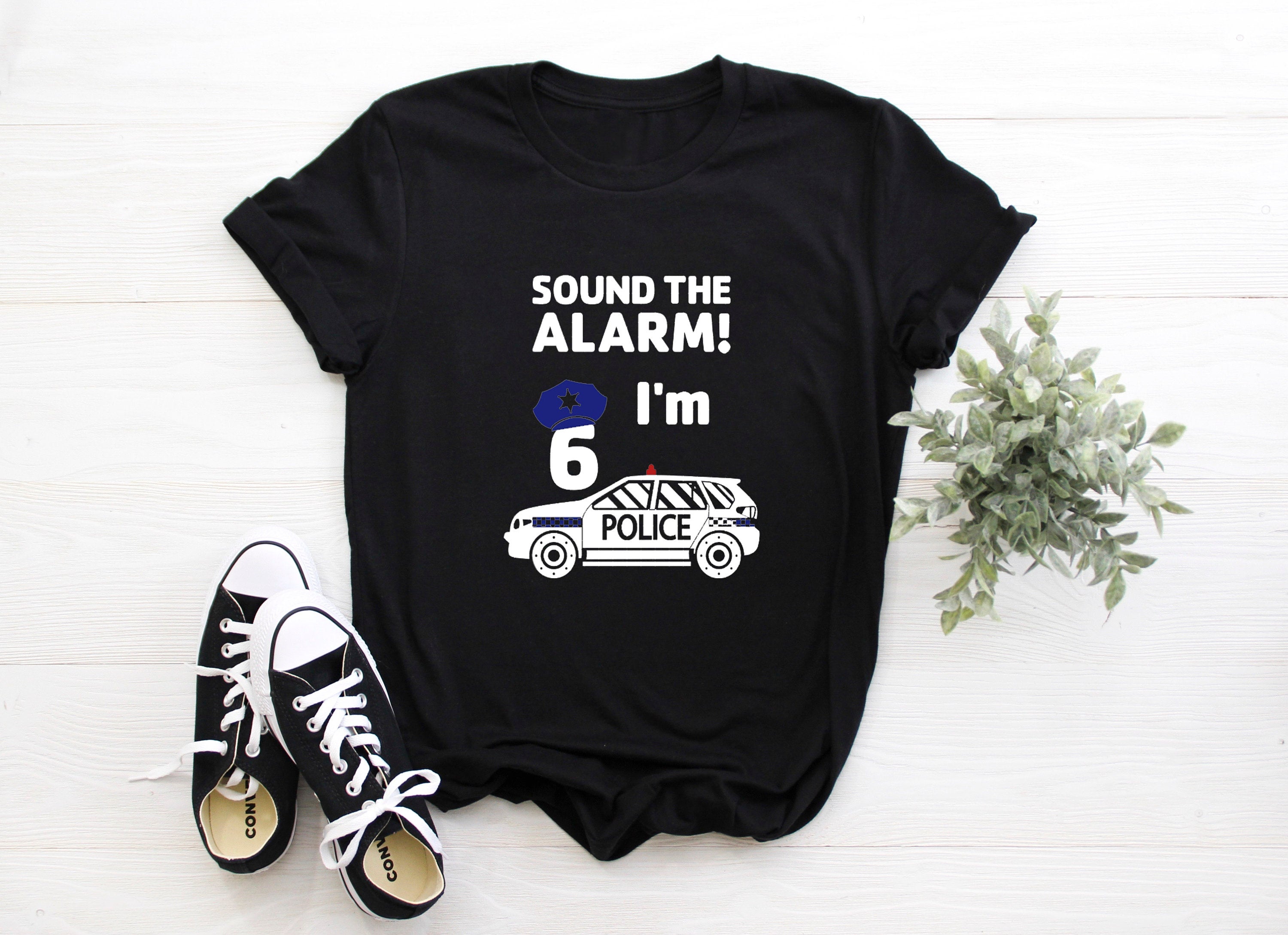 Kid's Police "Sound the Alarm! I'm (Insert Age)" Birthday T-Shirt
