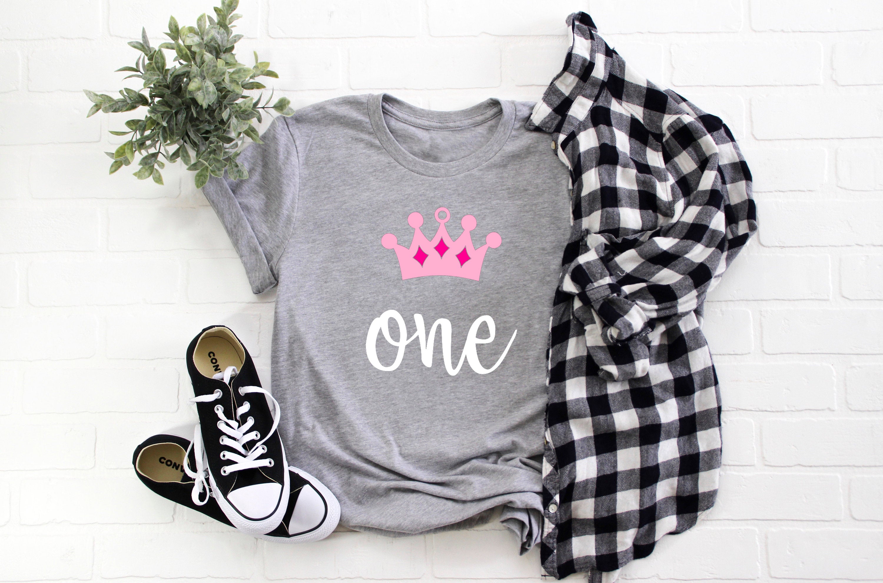 Baby First Birthday Romper/ T-Shirt "One" Crown Princess