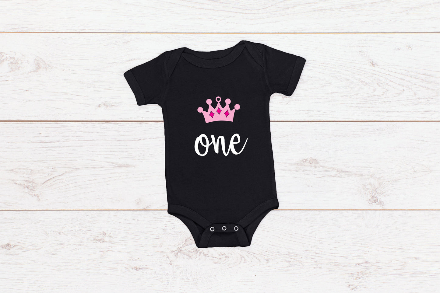 Baby First Birthday Romper/ T-Shirt "One" Crown Princess