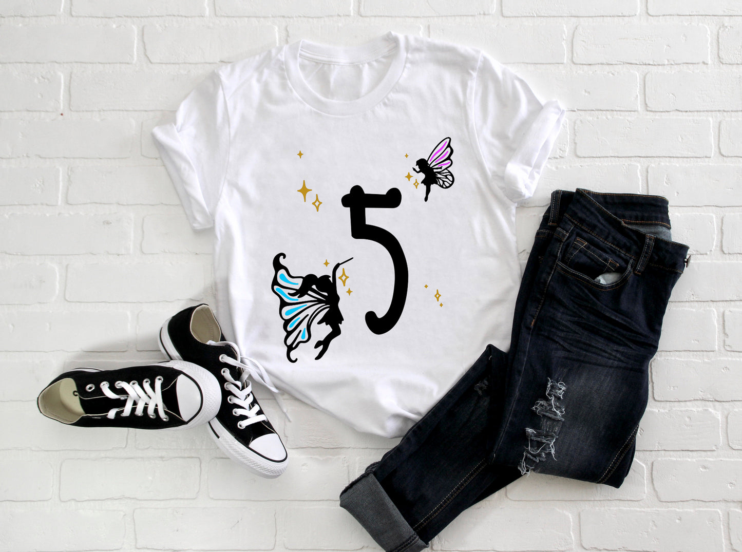 Kid's/ Baby "(Insert Age)" Fairy Birthday T-Shirt/ Romper
